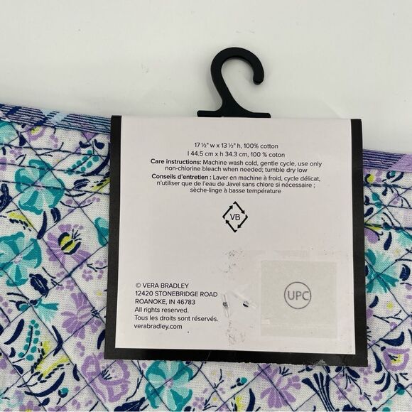 ~Vera Bradley Cotton Pot Holder & Oven Mitt Set in Amethyst Plaid NWT - Picture 8 of 8